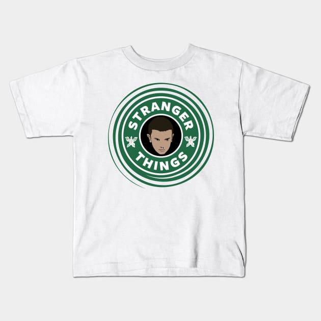 Stranger Things Eleven Coffee Kids T-Shirt by miyucapy